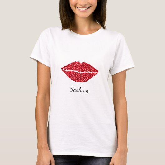 Trendy-bessen lipsen en kalligrafie t-shirt (Voorkant)