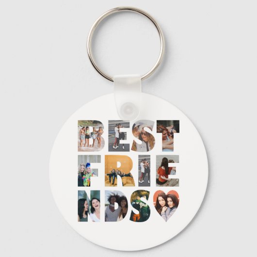 Trendy Best Friend 12 Photo Collage BFF Besties Sleutelhanger (Voorkant)