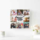Trendy Best Friends Forever Photo Collage Vierkante Klok (Huis)