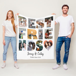 Trendy Best Friends Heart Besties 12 Photo Collage Fleece Deken