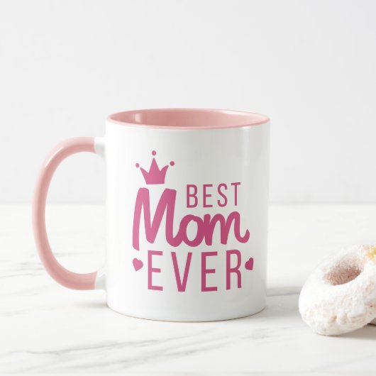 Trendy Best mam Ever Pink Typography Mok (Met donut)