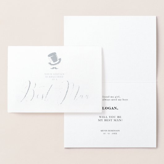 Trendy Best Man Funny Wedding Minimalist  Folie Kaarten (Display)