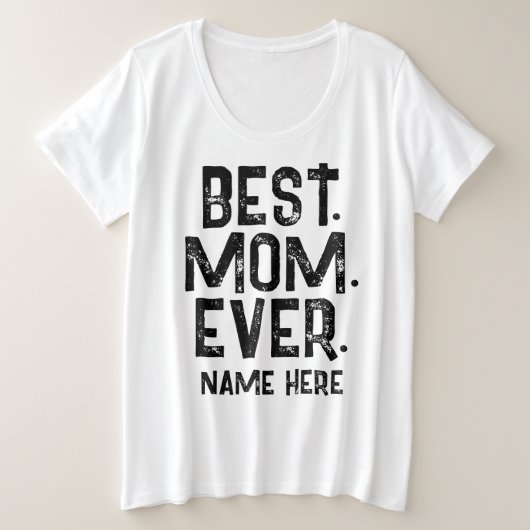 TRENDY BEST MOM OOIT ZWARTE TYPOGRAFIE GROTE MAAT T-SHIRT (Design voorkant)