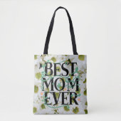 Trendy beste mam ooit wit bloemen modern tote bag (Voorkant)