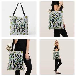 Trendy beste mam ooit wit bloemen modern tote bag