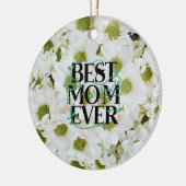 Trendy Beste Moeder Ooit Witte Bloem Moderne Keramisch Ornament (Links)