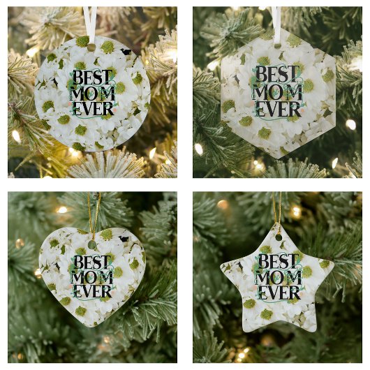 Trendy Beste Moeder Ooit Witte Bloem Moderne Keramisch Ornament