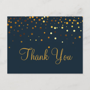 Trendy Betaalbaar Goud Glitter Blauwe Dank Je Briefkaart