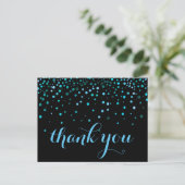Trendy Betaalbare Glitter Zwarte Dank Je Briefkaart (Staand voorkant)