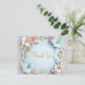 Trendy Betaalbare Goud Glitter Witte Dank Je Pos Briefkaart (Staand voorkant)