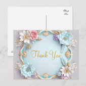 Trendy Betaalbare Goud Glitter Witte Dank Je Pos Briefkaart (Voorkant / Achterkant)