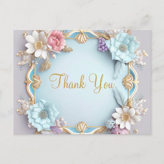 Trendy Betaalbare Goud Glitter Witte Dank Je Pos Briefkaart (Voorkant)