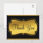 Trendy Betaalbare Goud Glitter Zwarte Dank Je Briefkaart (Voorkant / Achterkant)