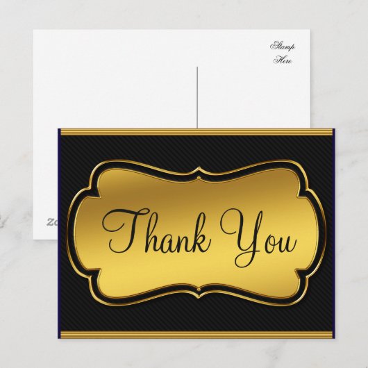 Trendy Betaalbare Goud Glitter Zwarte Dank Je Briefkaart (Voorkant / Achterkant)