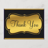 Trendy Betaalbare Goud Glitter Zwarte Dank Je Briefkaart (Voorkant)