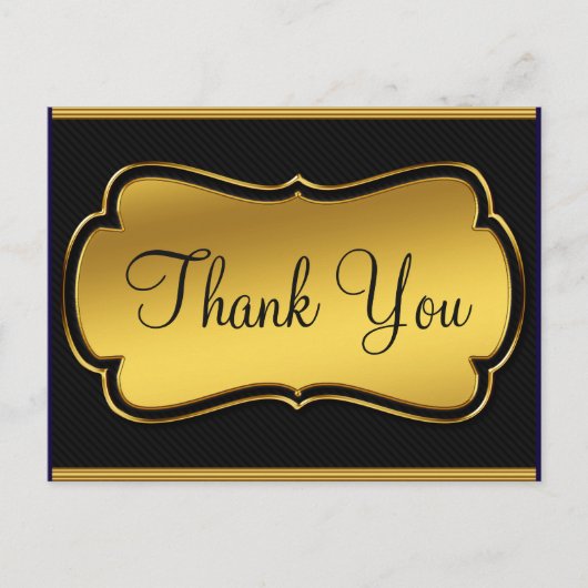 Trendy Betaalbare Goud Glitter Zwarte Dank Je Briefkaart (Voorkant)