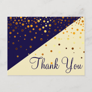 Trendy Betaalbare Gouden Glitter Blauwe Dank Je Briefkaart