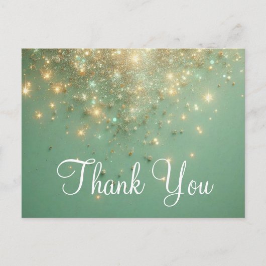 Trendy Betaalbare Gouden Glitter Glans Bedankt Briefkaart (Voorkant)