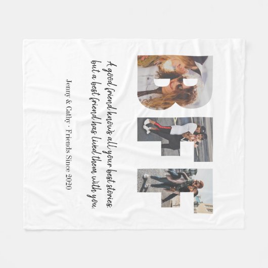 Trendy BFF Fotocollage Beste Vriend Besties Quote Fleece Deken (Voorkant (Horizontaal))