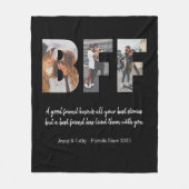 Trendy BFF Fotocollage Beste Vriend Quote Zwart Fleece Deken (Voorkant)