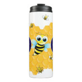 Trendy Big Blue Eyes Bee & Hives Thermal Tumbler Thermosbeker (Voorkant)