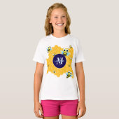 Trendy Big Blue Eyes Bijen en netelroos T-shirt (Voorkant volledig)