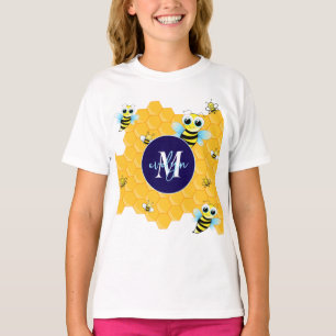 Trendy Big Blue Eyes Bijen en netelroos T-shirt