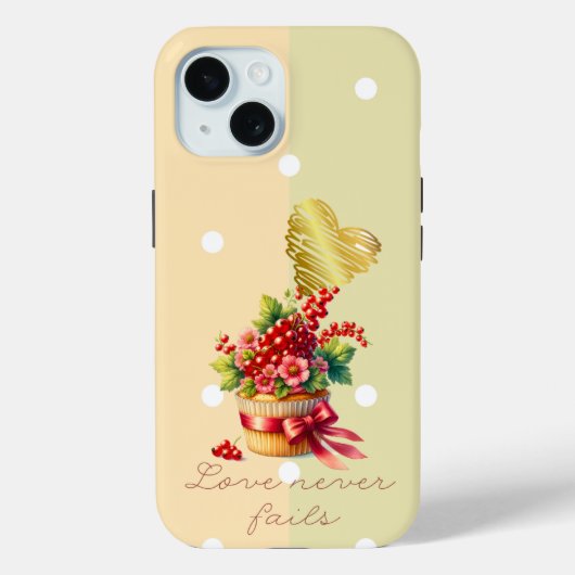 Trendy Bijbel Stip Bes Bloemige Cupcake Hart Case-Mate iPhone Case (Achterkant)