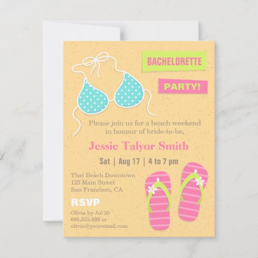Trendy Bikini Beach Weekend Bachelorette Party Kaart (Voorkant)