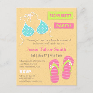 Trendy Bikini Beach Weekend Bachelorette Party Kaart