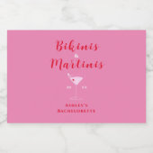 Trendy Bikini's & Martinis Roze & Rood Bachelorett Likeurfles Etiket (Enkel label)