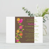 Trendy Bird & Flowers Birthday Uitnodiging (Staand voorkant)