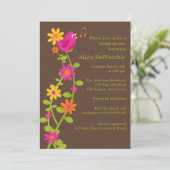 Trendy Bird & Flowers Bridal Shower Invitation Kaart (Staand voorkant)