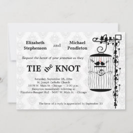 Trendy Birdcage met Elegant Damask achtergrond Kaart