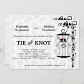 Trendy Birdcage met Elegant Damask achtergrond Kaart (Voorkant / Achterkant)