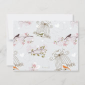 Trendy Birdcages and Flowers Wedding Invite Kaart (Achterkant)