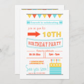 Trendy Birthday Invitation Kaart (Voorkant / Achterkant)