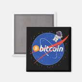 Trendy Bitcoin Astronaut Ruimte Crypto Magneet (Voorkant / Achterkant)