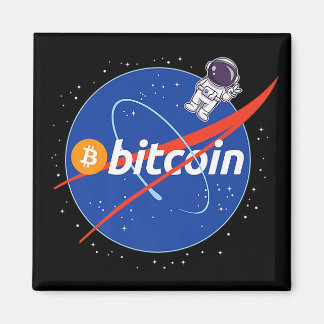 Trendy Bitcoin Astronaut Ruimte Crypto Magneet