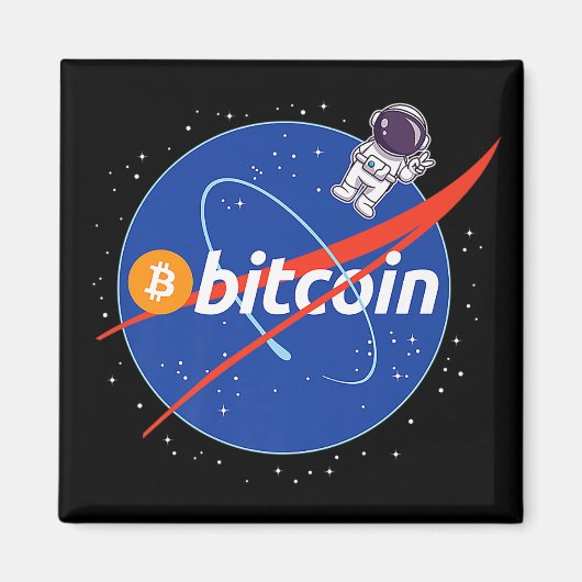 Trendy Bitcoin Astronaut Ruimte Crypto Magneet (Voorkant)