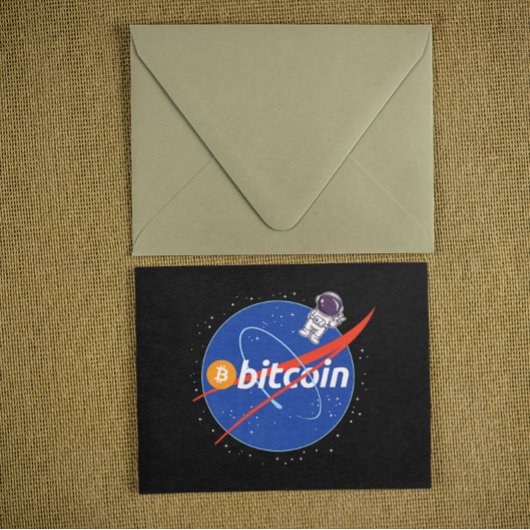 Trendy Bitcoin Astronaut Space Crypto Briefkaart