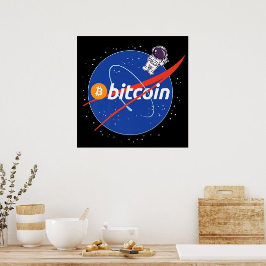 Trendy Bitcoin Astronaut Space Crypto Poster (Keuken)