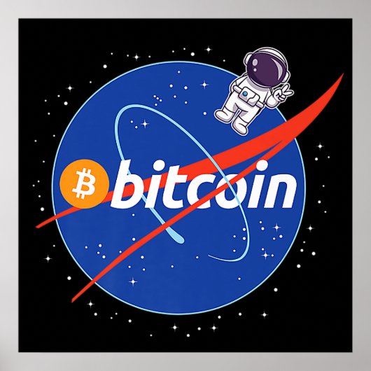 Trendy Bitcoin Astronaut Space Crypto Poster (Voorkant)