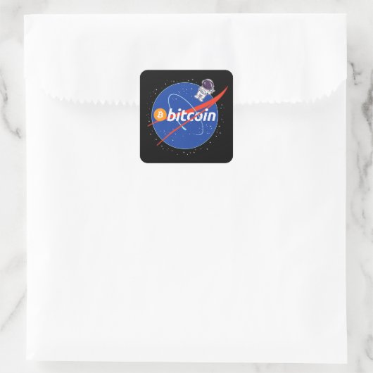 Trendy Bitcoin Astronaut Space Crypto Vierkante Sticker (Tas)