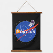 Trendy Bitcoin Ruimtevaarder Space Crypto Hangend Wandkleed (Voorkant)