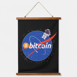 Trendy Bitcoin Ruimtevaarder Space Crypto Hangend Wandkleed