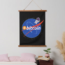 Trendy Bitcoin Ruimtevaarder Space Crypto Hangend Wandkleed