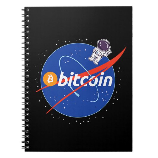 Trendy Bitcoin Ruimtevaarder Space Crypto Notitieboek (Voorkant)