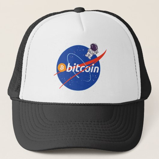 Trendy Bitcoin Ruimtevaarder Space Crypto Trucker Pet (Voorkant)