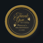 Trendy Black and Gold 50th Birthday Party Papieren Bordje<br><div class="desc">50e verjaardagsfeestartikel,  borden met een goudkleurige typografie op zwart.</div>
